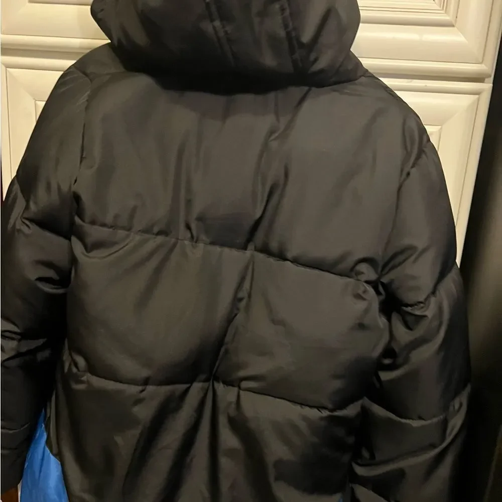 Operation Warm Boys Puffer Parka Coat Fleece Hood Jacket Black Blue 14 16 XL EUC